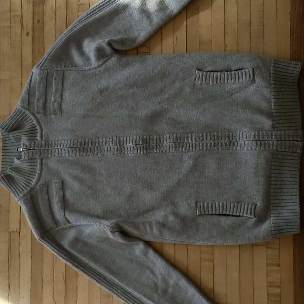 Super cozy grey fleece lined ladies zip up sweater